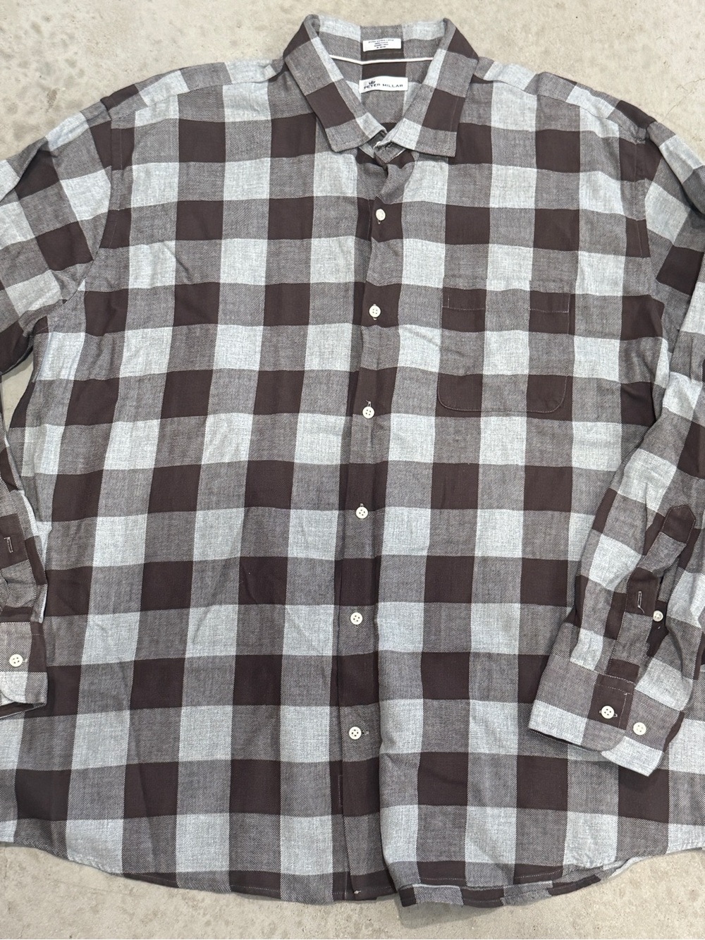 Men's Brown & Gray Plaid Button-Up Shirt